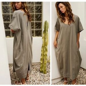 Free People Seen At Sunset Barrel Midi Cotton Dress Sz XS Gray